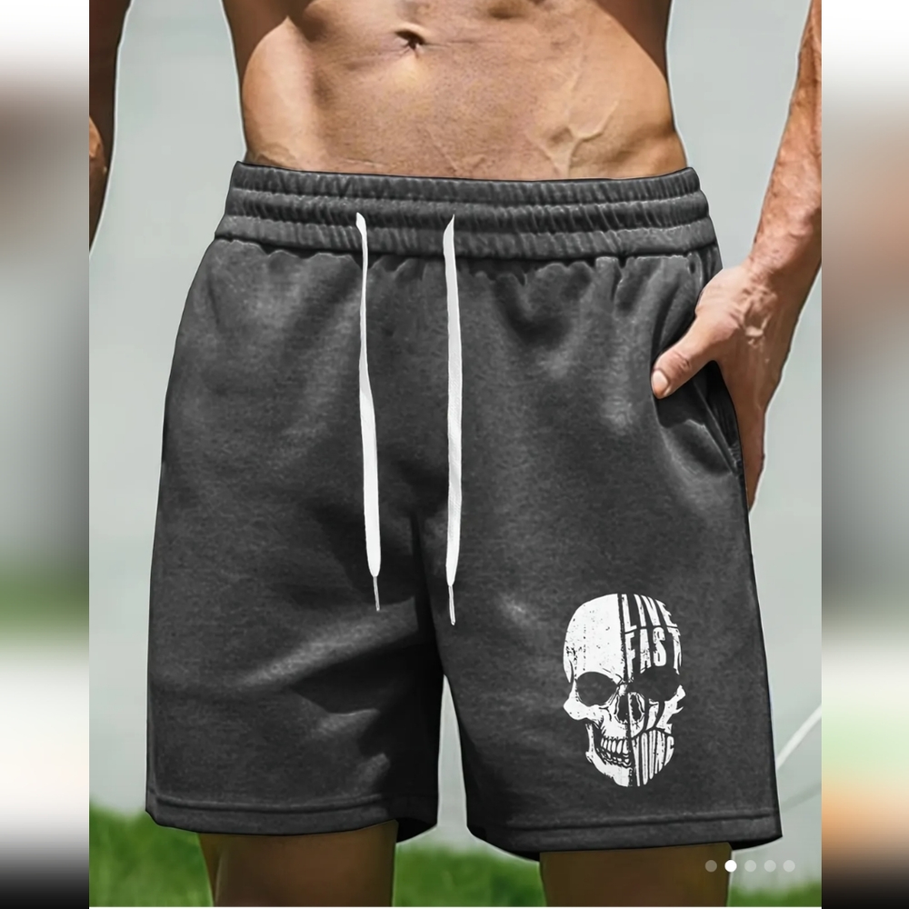 Mens Cool & Casual pocket Shorts for Spring Med weight elastic tie waist…